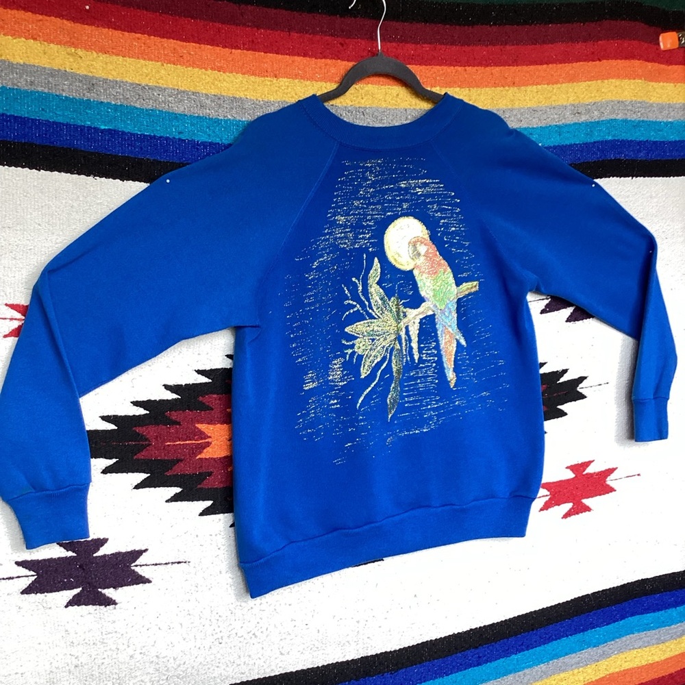 Vintage Pannill by Hanes Crewneck Sweatshirt parrot and sun puffy paint USA made